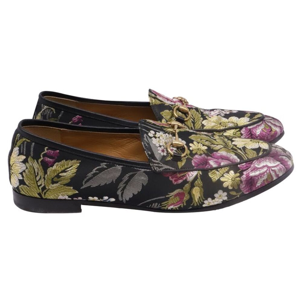Gucci Jordaan Floral-Jacquard Loafers in Multicolor Satin
